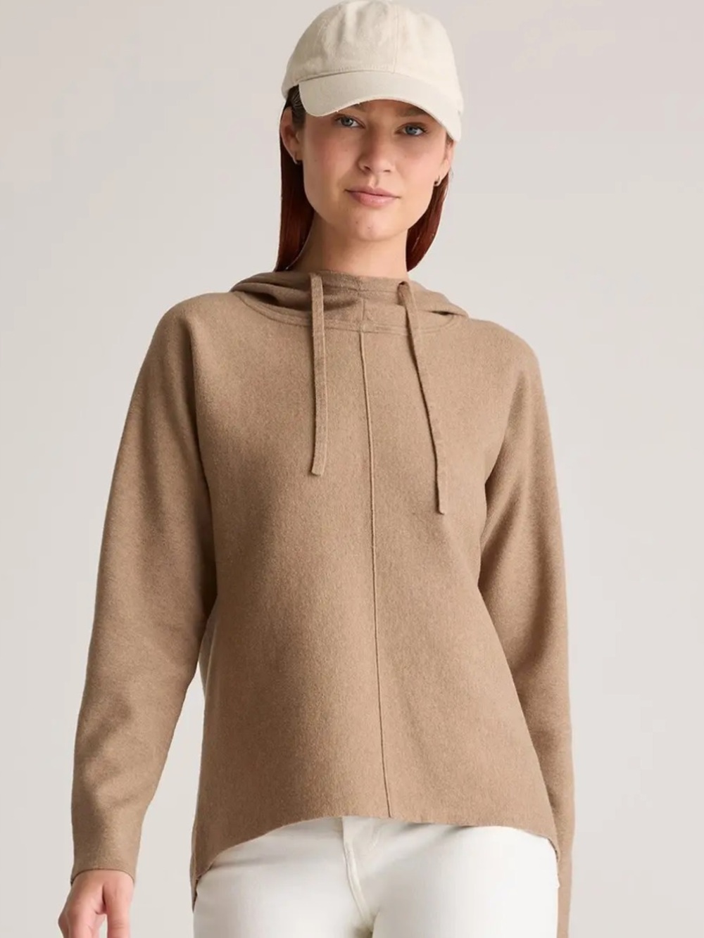 Quince Eco-Knit Milano Stitch Pullover Hoodie in Warm Taupe Size XL